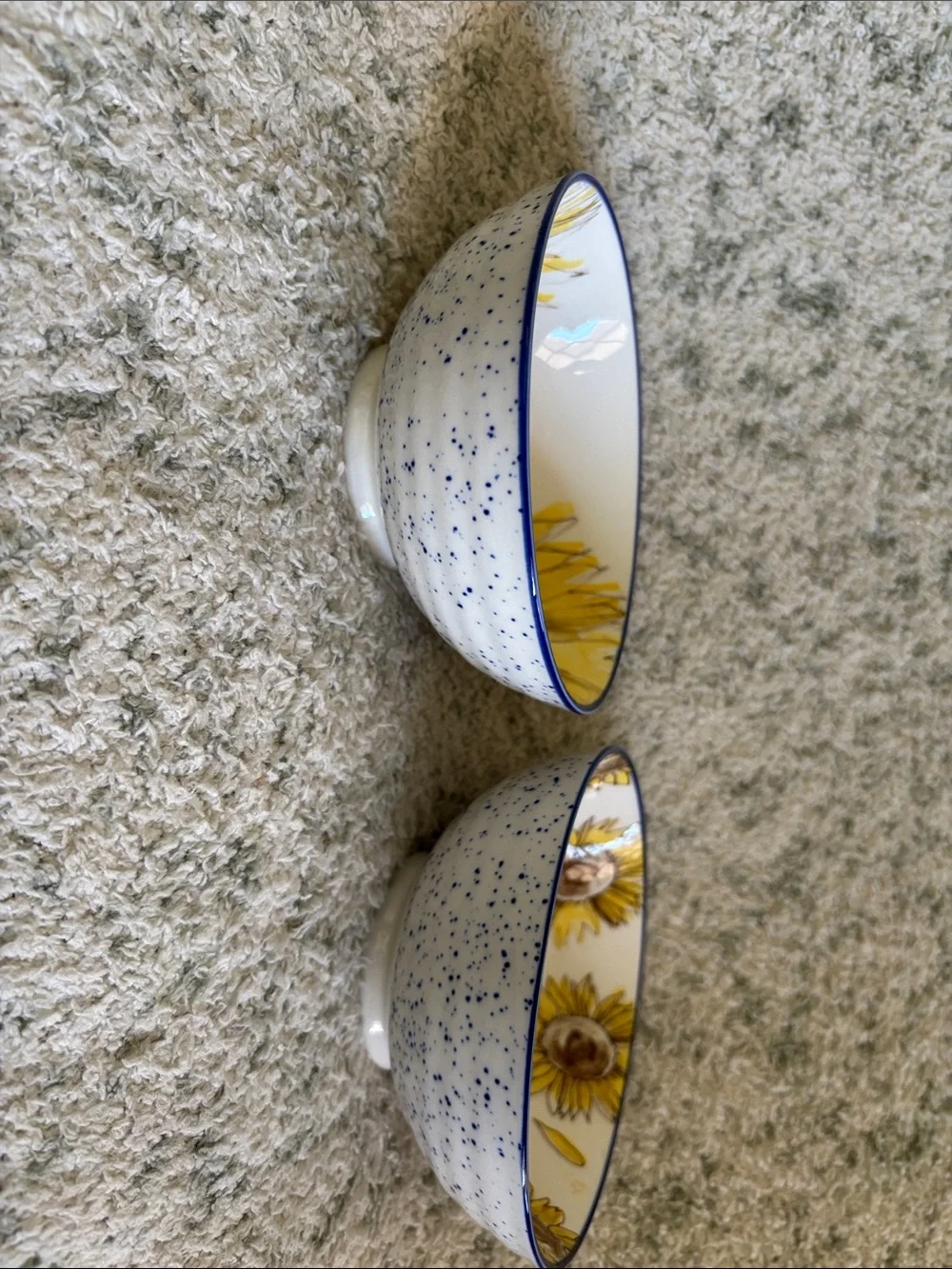 Fig & Fern Sunflower Ceramic Bowls Duo Set of 2 NWT 5x5x2.5”